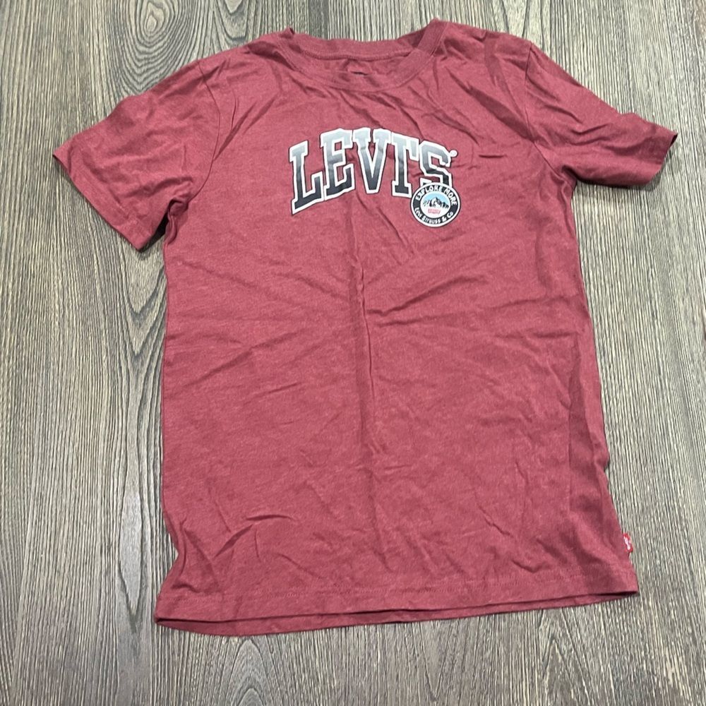 Levi's Boys T-Shirt Short Sleeve Crewneck Logo Print Pullover Red Size 14-16